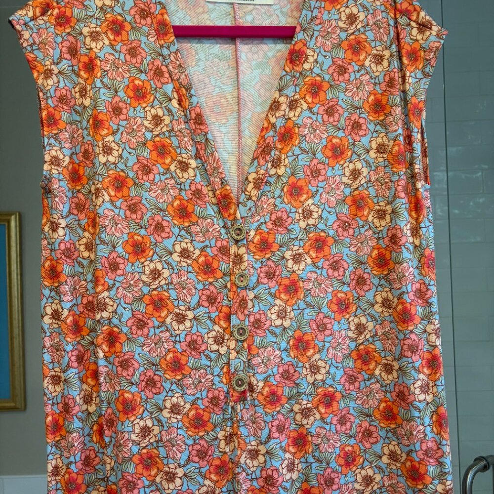 Three Bird Nest Daphne Coral Floral Patterned Jumpsuit SMALL BOHO JUMPSUIT - Picture 3 of 3